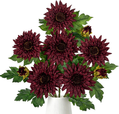 3PCS 29in Orange Artificial Flowers Gerbera Daisy Fall Flowers Stems Decor