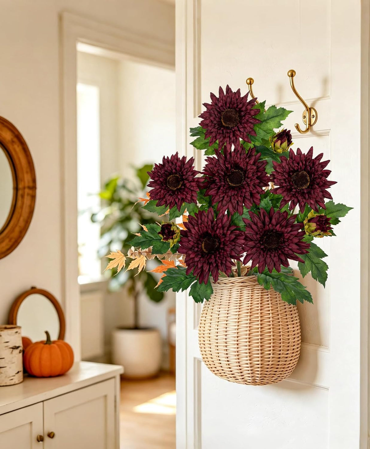 3PCS 29in Orange Artificial Flowers Gerbera Daisy Fall Flowers Stems Decor