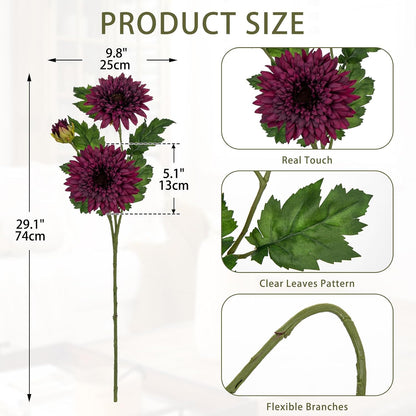 3PCS 29in Orange Artificial Flowers Gerbera Daisy Fall Flowers Stems Decor