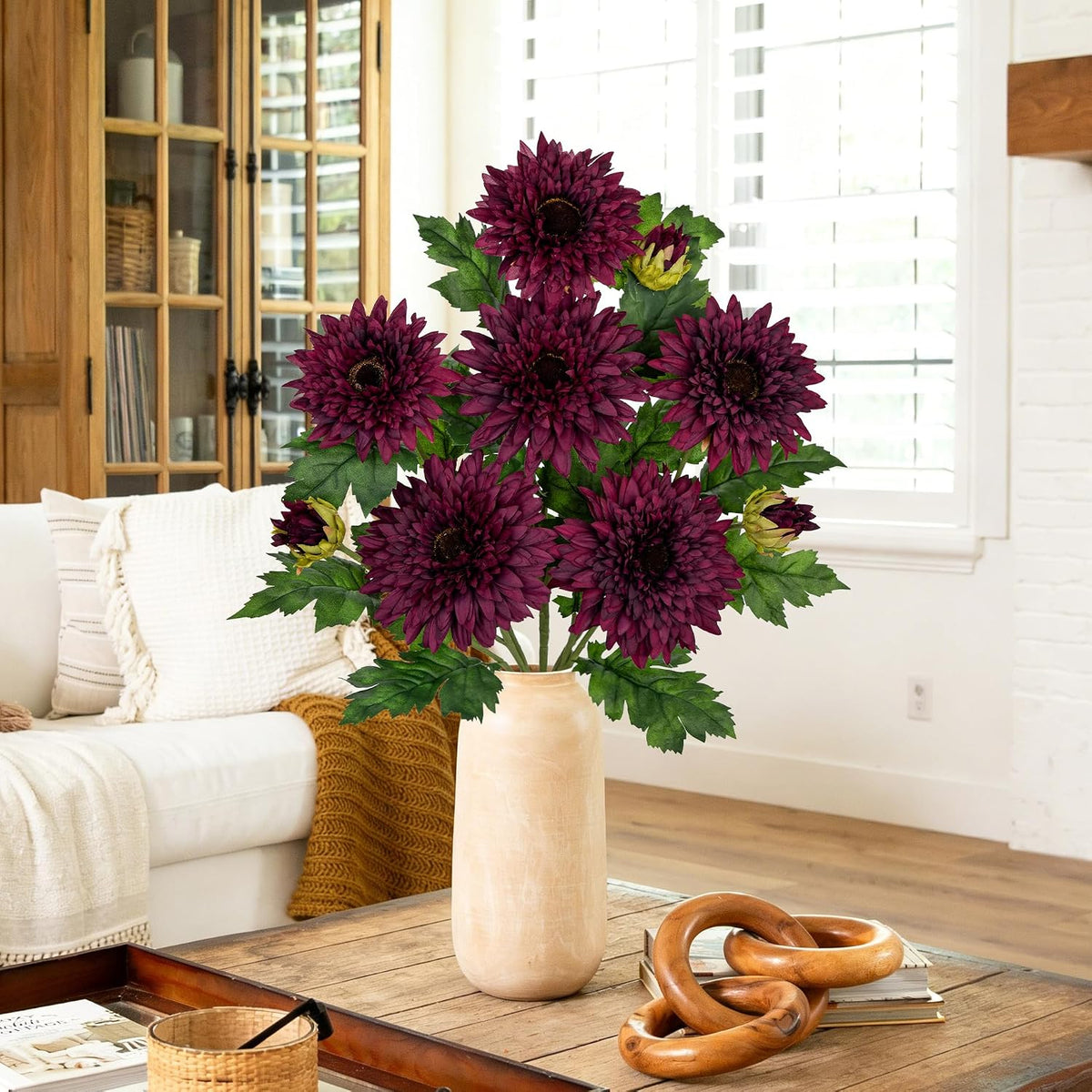 3PCS 29in Orange Artificial Flowers Gerbera Daisy Fall Flowers Stems Decor