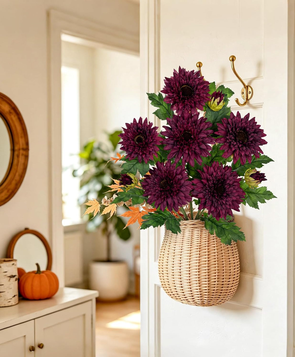 3PCS 29in Orange Artificial Flowers Gerbera Daisy Fall Flowers Stems Decor