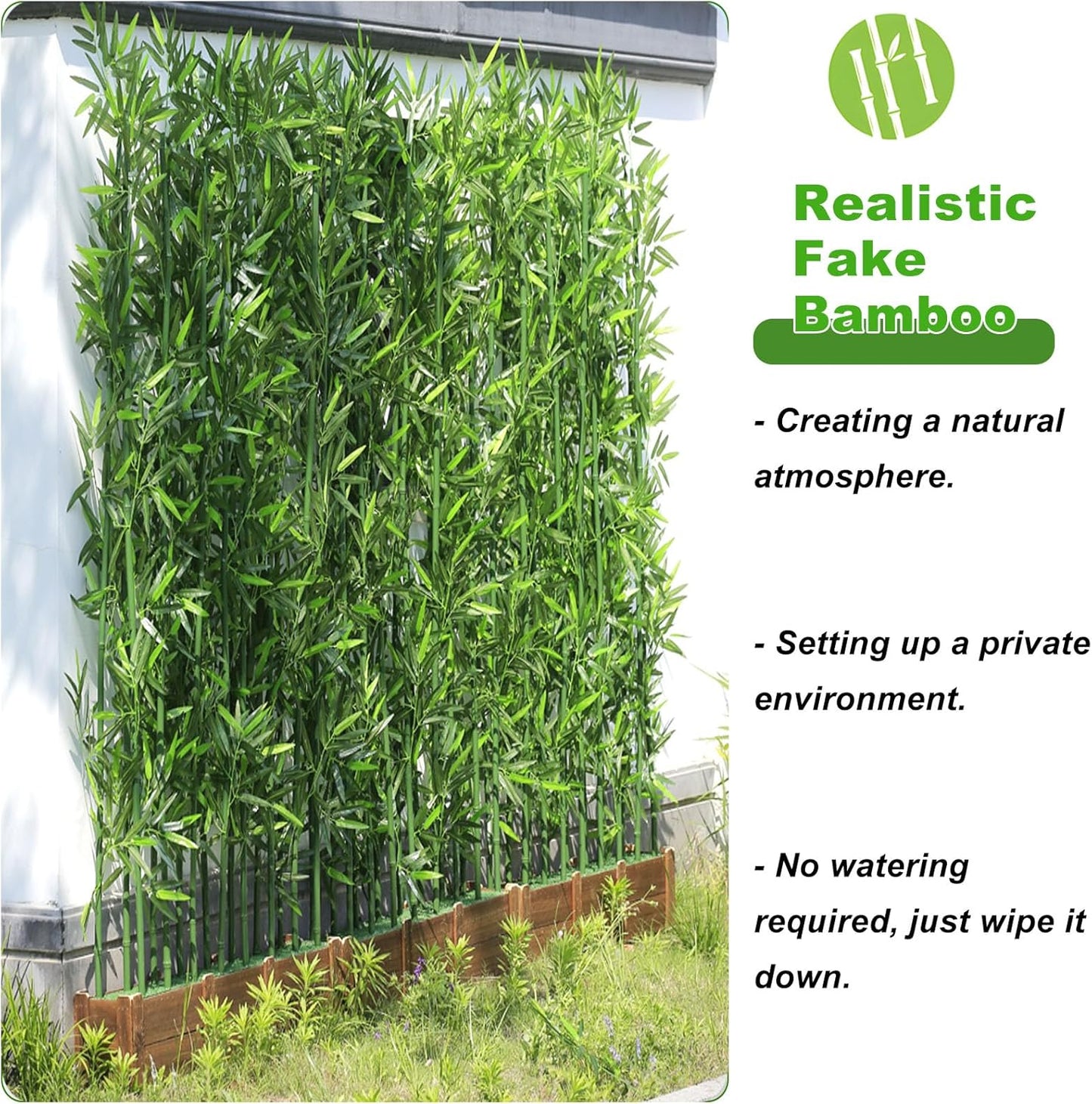 4/5/6/7ft Artificial Bamboo Tree 10 Pack, Fake Bamboo Plant with Encrypted Silk Leaves for Garden Yard Indoor Outdoor Decor, Privacy Waterproof Faux Plants