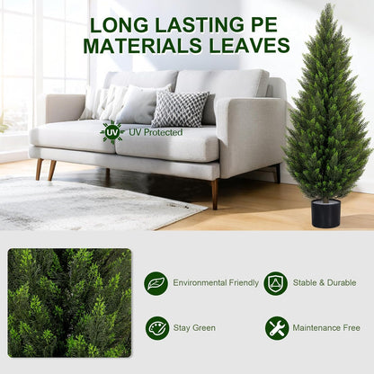 VIVATREES 3FT Artificial Topiary Cedar Trees, UV-Resistant Faux Evergreen Outdoor Plants, Artificial Pine Tree for Outdoor Front Porch Patio Entryway Decor, Set of 2