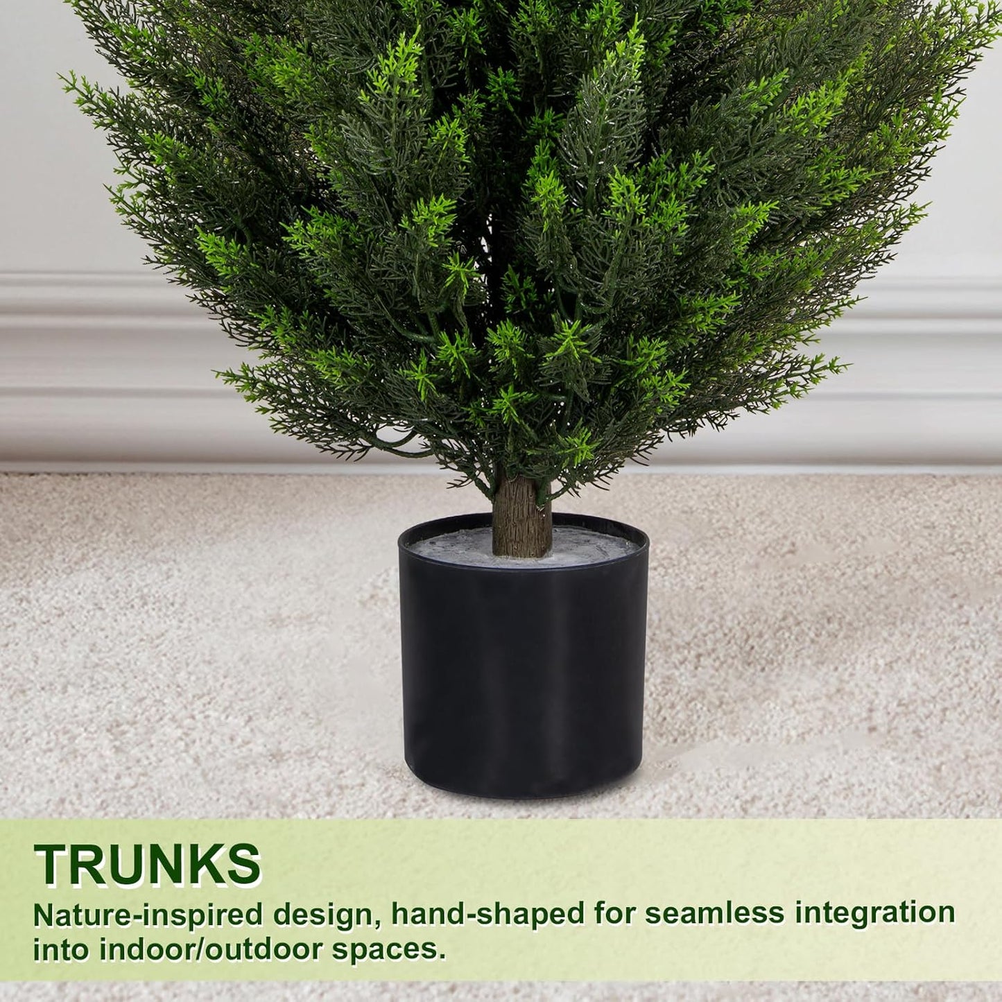 VIVATREES 3FT Artificial Topiary Cedar Trees, UV-Resistant Faux Evergreen Outdoor Plants, Artificial Pine Tree for Outdoor Front Porch Patio Entryway Decor, Set of 2