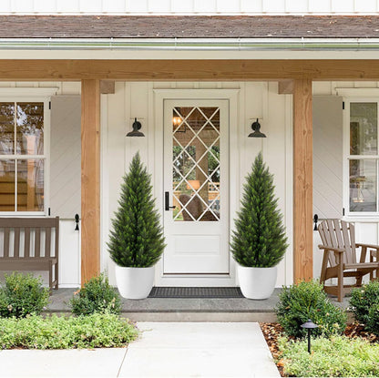 VIVATREES 3FT Artificial Topiary Cedar Trees, UV-Resistant Faux Evergreen Outdoor Plants, Artificial Pine Tree for Outdoor Front Porch Patio Entryway Decor, Set of 2