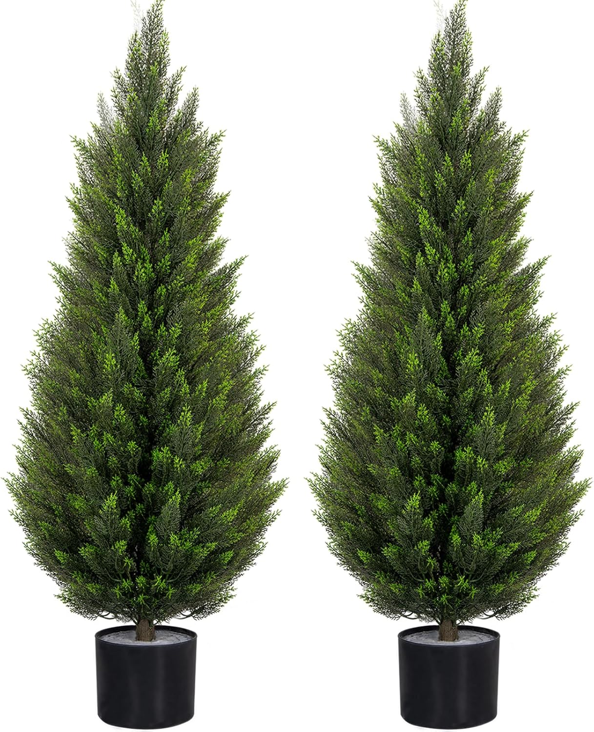 VIVATREES 3FT Artificial Topiary Cedar Trees, UV-Resistant Faux Evergreen Outdoor Plants, Artificial Pine Tree for Outdoor Front Porch Patio Entryway Decor, Set of 2