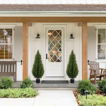 VIVATREES 3FT Artificial Topiary Cedar Trees, UV-Resistant Faux Evergreen Outdoor Plants, Artificial Pine Tree for Outdoor Front Porch Patio Entryway Decor, Set of 2