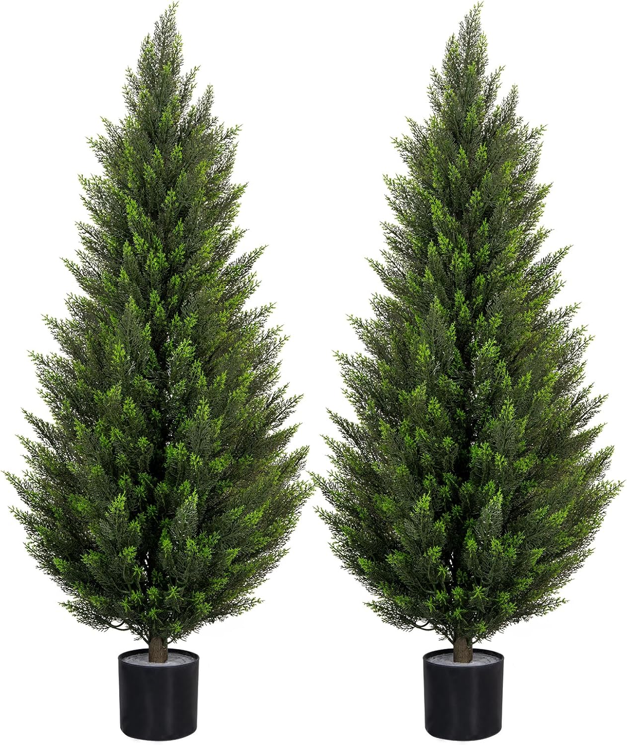 VIVATREES 3FT Artificial Topiary Cedar Trees, UV-Resistant Faux Evergreen Outdoor Plants, Artificial Pine Tree for Outdoor Front Porch Patio Entryway Decor, Set of 2