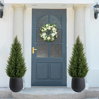 VIVATREES 3FT Artificial Topiary Cedar Trees, UV-Resistant Faux Evergreen Outdoor Plants, Artificial Pine Tree for Outdoor Front Porch Patio Entryway Decor, Set of 2