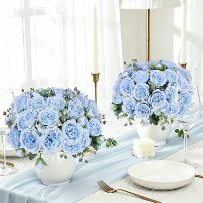 4 Bundles Artificial Peonies Silk Flowers, White Faux Peony Bouquet Florals Arrangements Decor for Farmhouse Home Boho Wedding Table Centerpiece, Fake Plastic Flowers Bulk Vase Decoration (White)