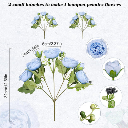 4 Bundles Artificial Peonies Silk Flowers, White Faux Peony Bouquet Florals Arrangements Decor for Farmhouse Home Boho Wedding Table Centerpiece, Fake Plastic Flowers Bulk Vase Decoration (White)