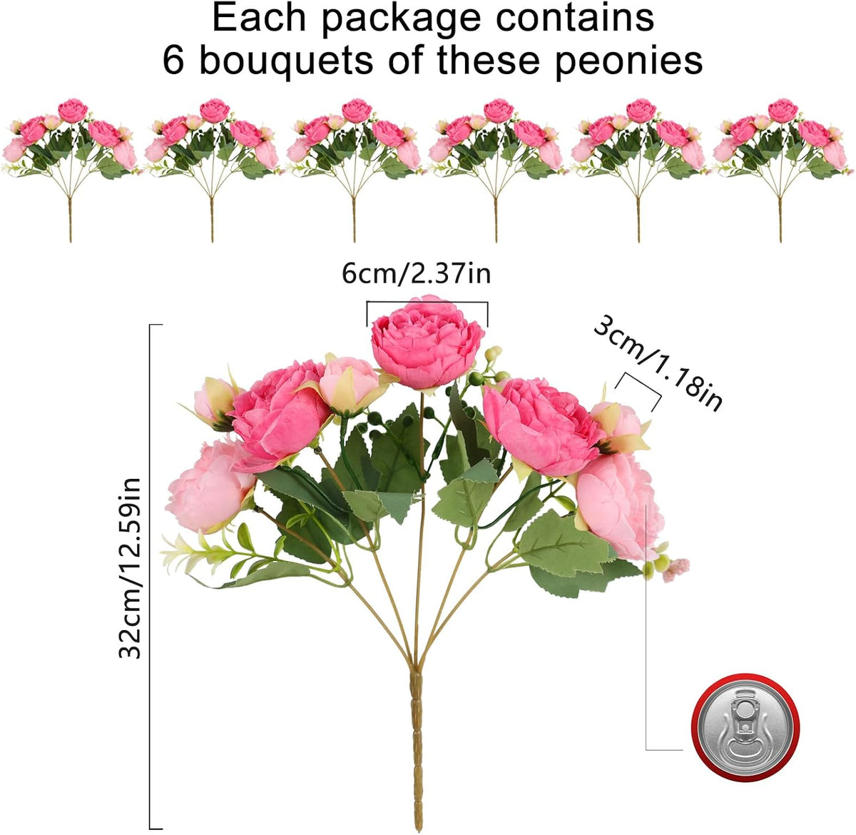 4 Bundles Artificial Peonies Silk Flowers, White Faux Peony Bouquet Florals Arrangements Decor for Farmhouse Home Boho Wedding Table Centerpiece, Fake Plastic Flowers Bulk Vase Decoration (White)