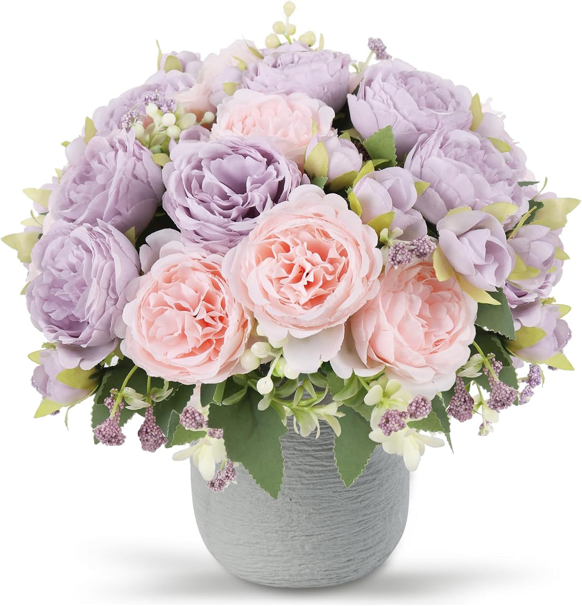 4 Bundles Artificial Peonies Silk Flowers, White Faux Peony Bouquet Florals Arrangements Decor for Farmhouse Home Boho Wedding Table Centerpiece, Fake Plastic Flowers Bulk Vase Decoration (White)