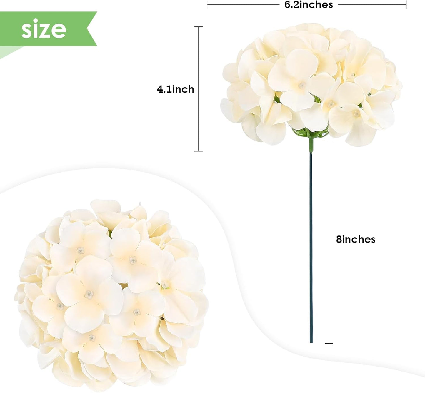 35Pcs White Hydrangea Artificial Flowers with Stems, Realistic Ivory Silk Hydrangeas Fake Flowers for Wedding Decor, Table Centerpieces, Baby Shower, Bouquet Arch,Home Office Party Decoration