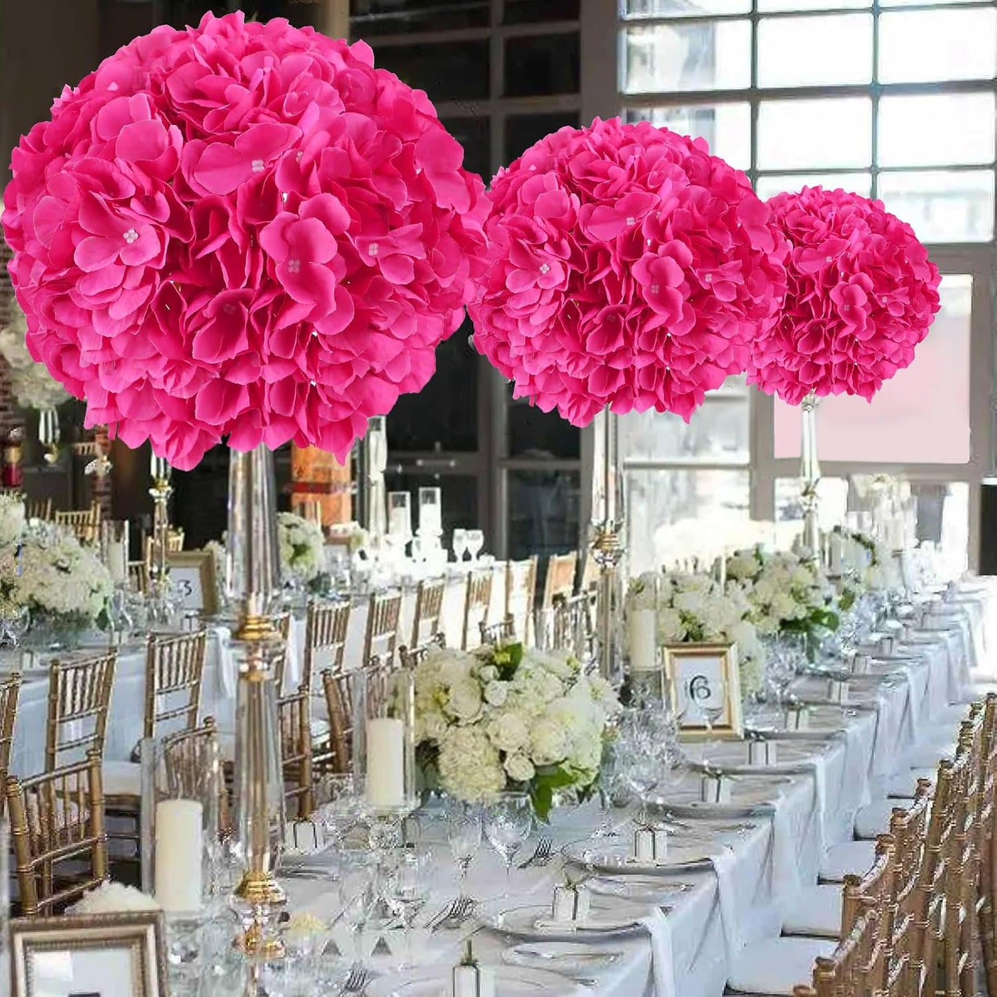 35Pcs White Hydrangea Artificial Flowers with Stems, Realistic Ivory Silk Hydrangeas Fake Flowers for Wedding Decor, Table Centerpieces, Baby Shower, Bouquet Arch,Home Office Party Decoration