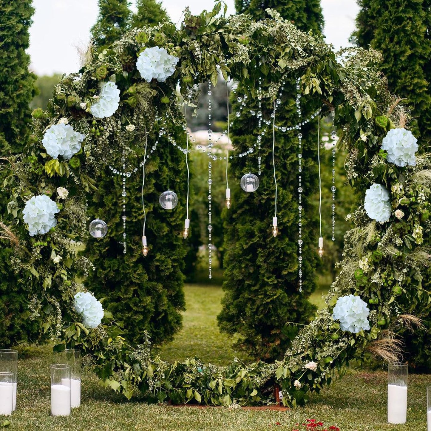 35Pcs White Hydrangea Artificial Flowers with Stems, Realistic Ivory Silk Hydrangeas Fake Flowers for Wedding Decor, Table Centerpieces, Baby Shower, Bouquet Arch,Home Office Party Decoration