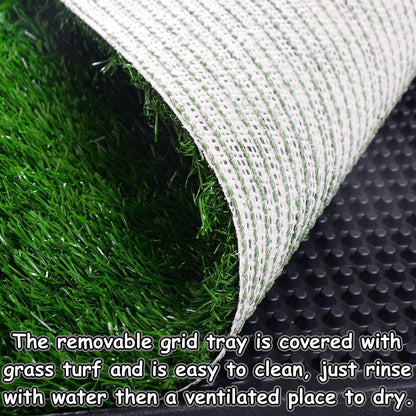 Dog Grass Pad With Tray, 25" x 20" Potty for Puppy Training, Reusable Artificial Pee Pad, Indoor/Outdoor Pet Toilet Loo, 3-Layer System