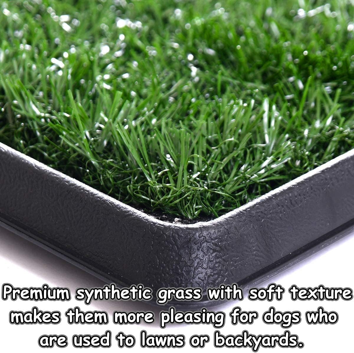 Dog Grass Pad With Tray, 25" x 20" Potty for Puppy Training, Reusable Artificial Pee Pad, Indoor/Outdoor Pet Toilet Loo, 3-Layer System