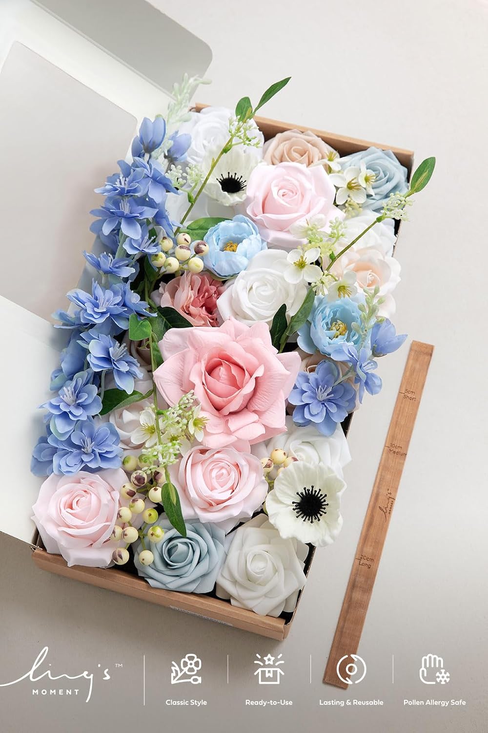 Artificial Pink Wedding Flowers Combo, English Pastel, Deluxe