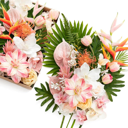Artificial Pink Wedding Flowers Combo, English Pastel, Deluxe