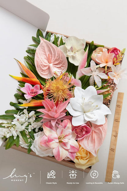 Artificial Pink Wedding Flowers Combo, English Pastel, Deluxe