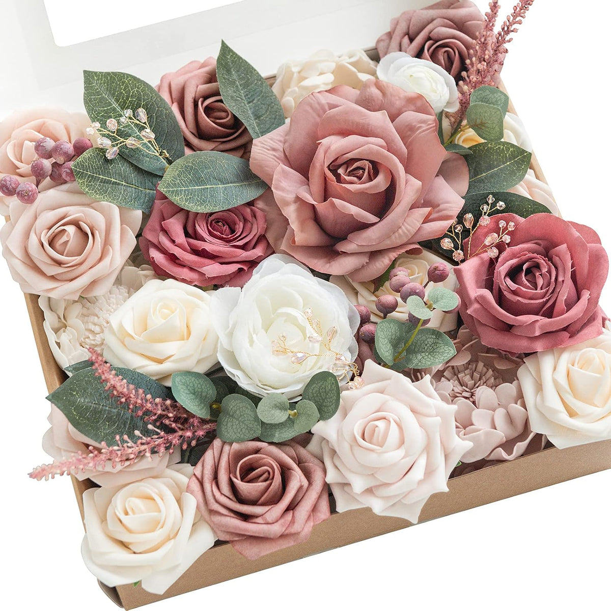 Artificial Pink Wedding Flowers Combo, English Pastel, Deluxe