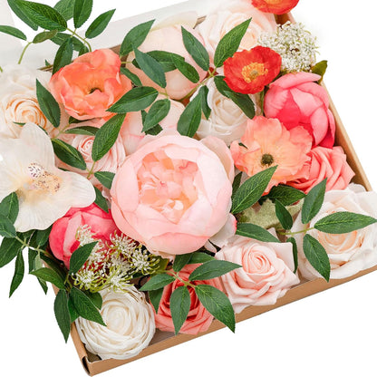 Artificial Pink Wedding Flowers Combo, English Pastel, Deluxe