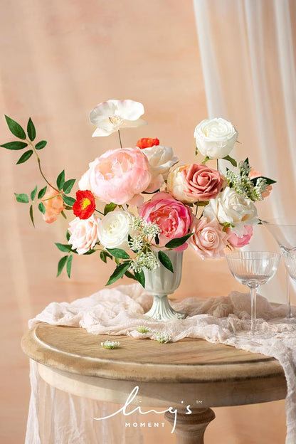 Artificial Pink Wedding Flowers Combo, English Pastel, Deluxe