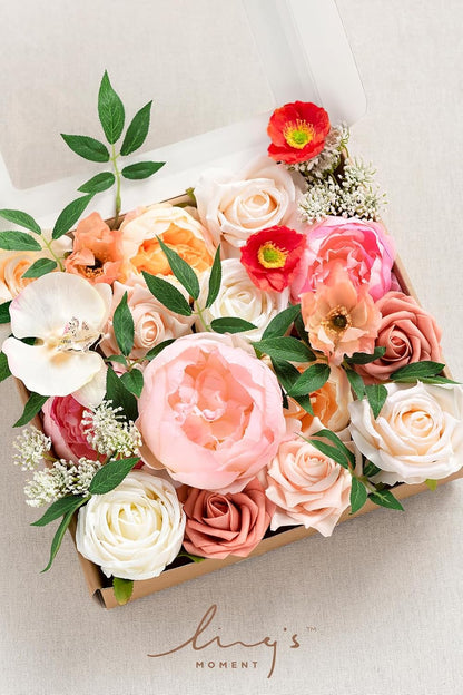 Artificial Pink Wedding Flowers Combo, English Pastel, Deluxe