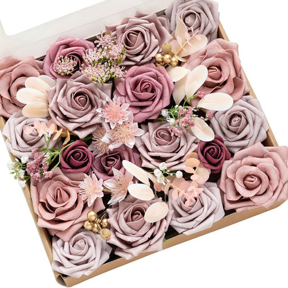 Artificial Pink Wedding Flowers Combo, English Pastel, Deluxe
