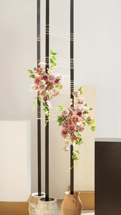 Artificial Pink Wedding Flowers Combo, English Pastel, Deluxe