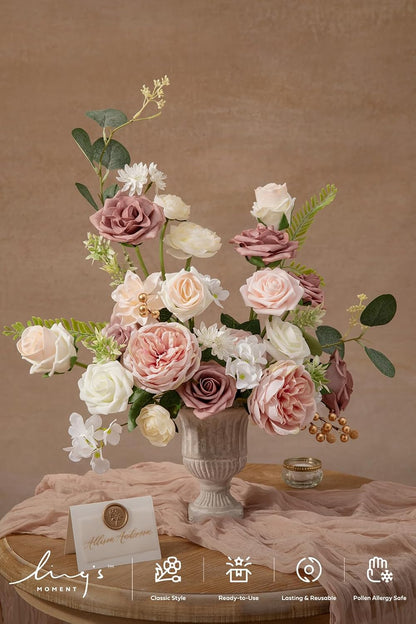 Artificial Pink Wedding Flowers Combo, English Pastel, Deluxe
