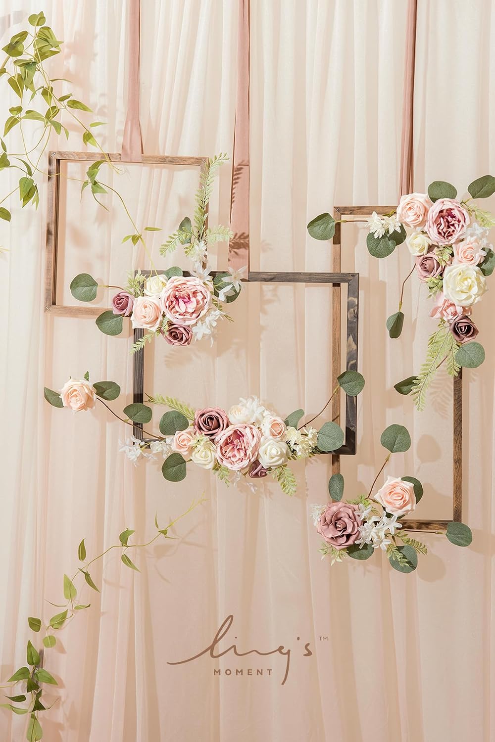 Artificial Pink Wedding Flowers Combo, English Pastel, Deluxe