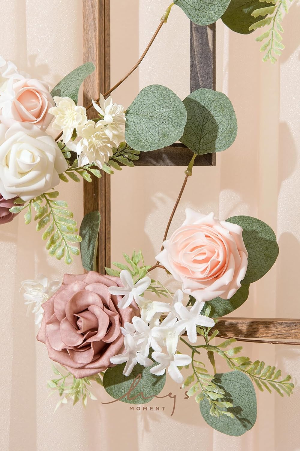 Artificial Pink Wedding Flowers Combo, English Pastel, Deluxe