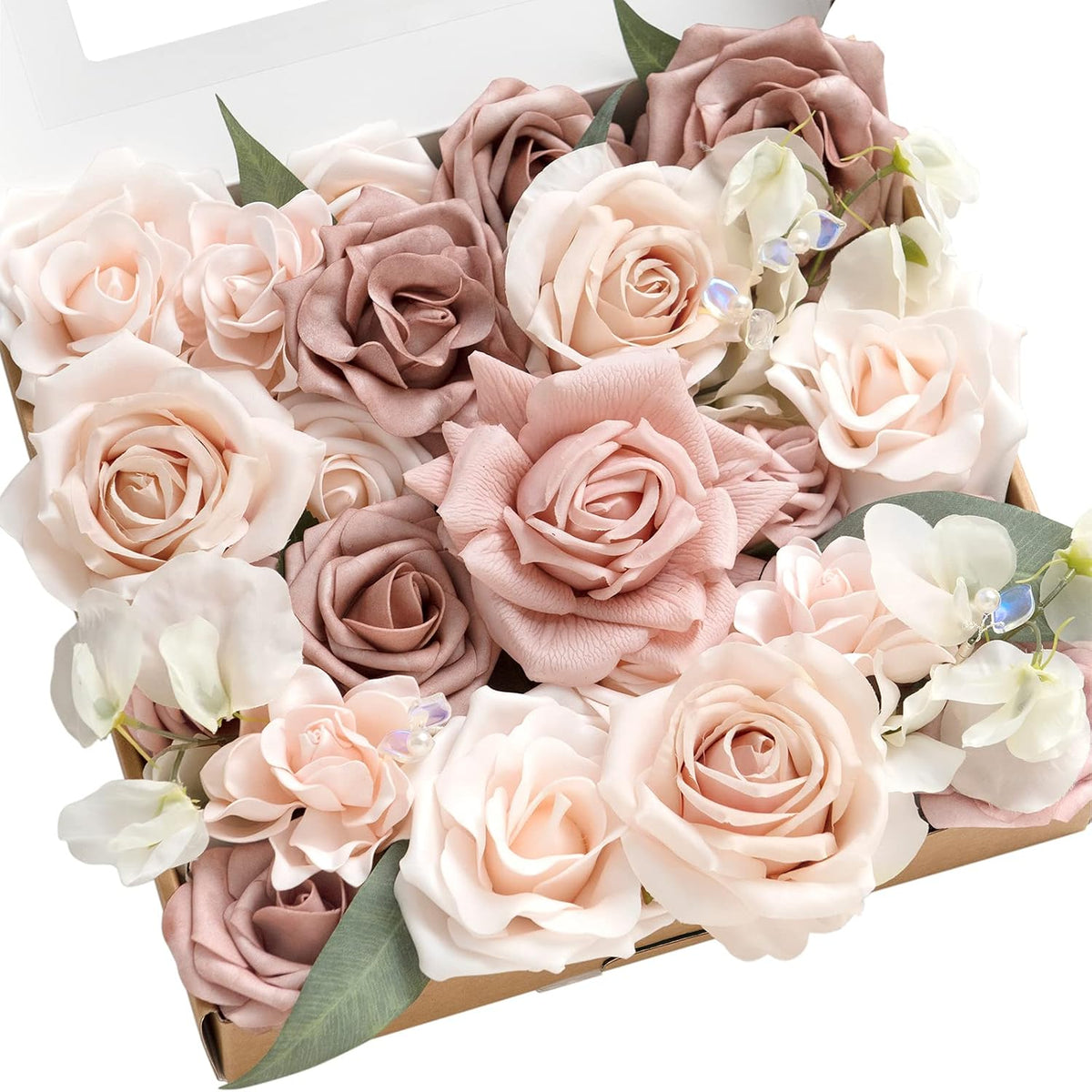 Artificial Pink Wedding Flowers Combo, English Pastel, Deluxe