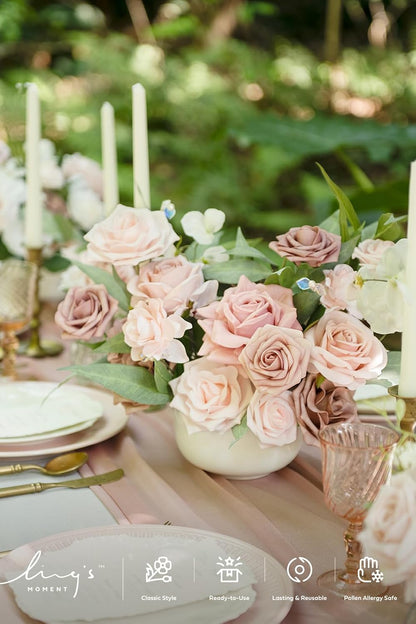 Artificial Pink Wedding Flowers Combo, English Pastel, Deluxe