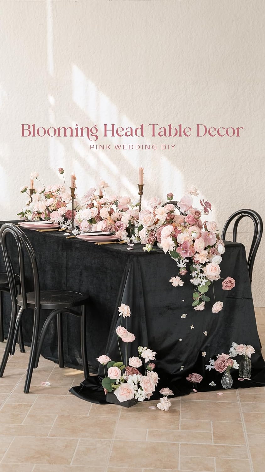 Artificial Pink Wedding Flowers Combo, English Pastel, Deluxe