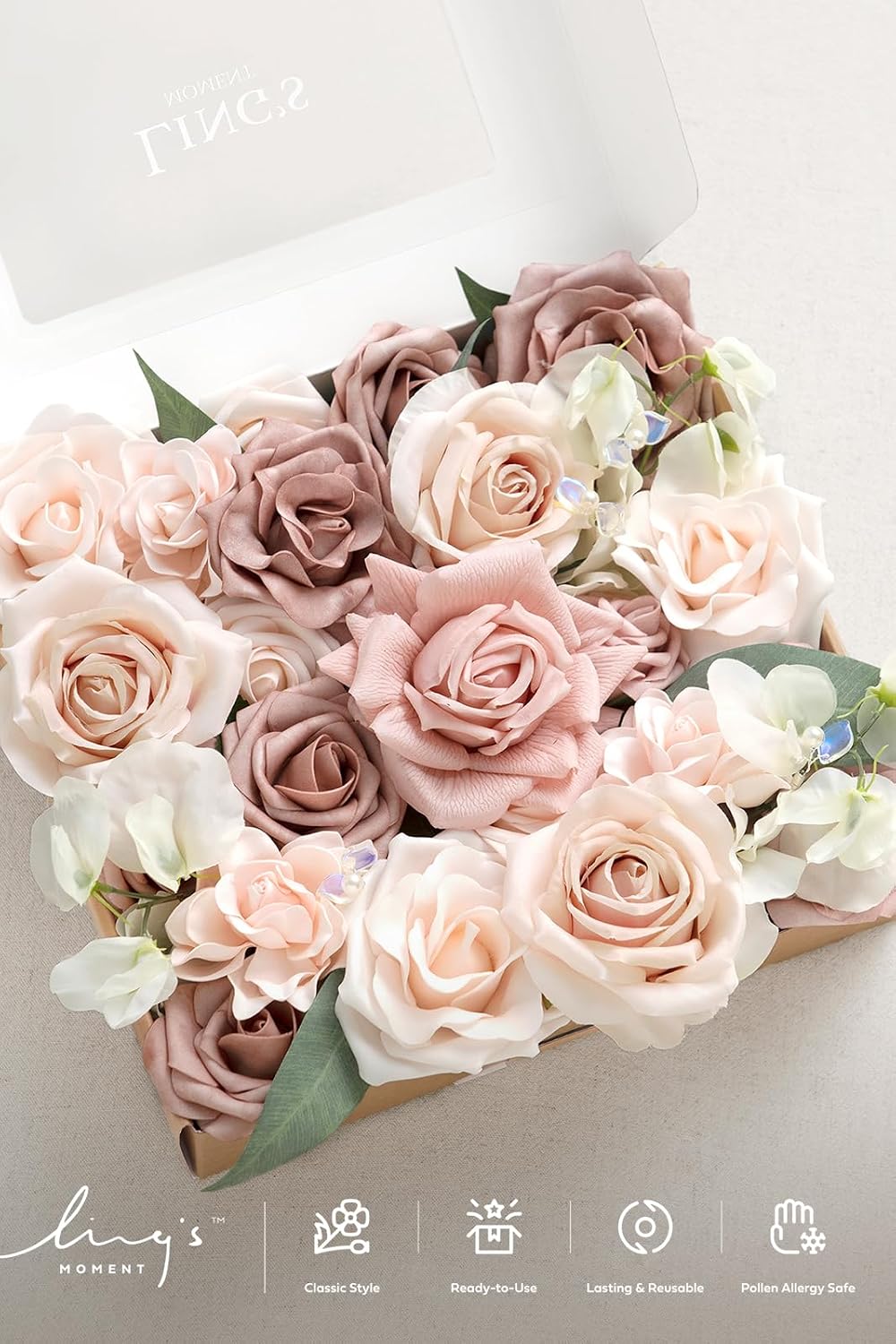 Artificial Pink Wedding Flowers Combo, English Pastel, Deluxe
