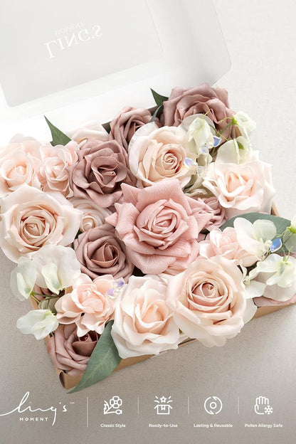 Artificial Pink Wedding Flowers Combo, English Pastel, Deluxe