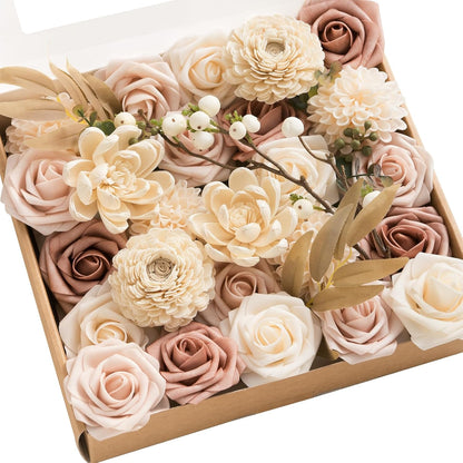 Artificial Pink Wedding Flowers Combo, English Pastel, Deluxe