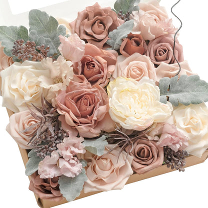 Artificial Pink Wedding Flowers Combo, English Pastel, Deluxe