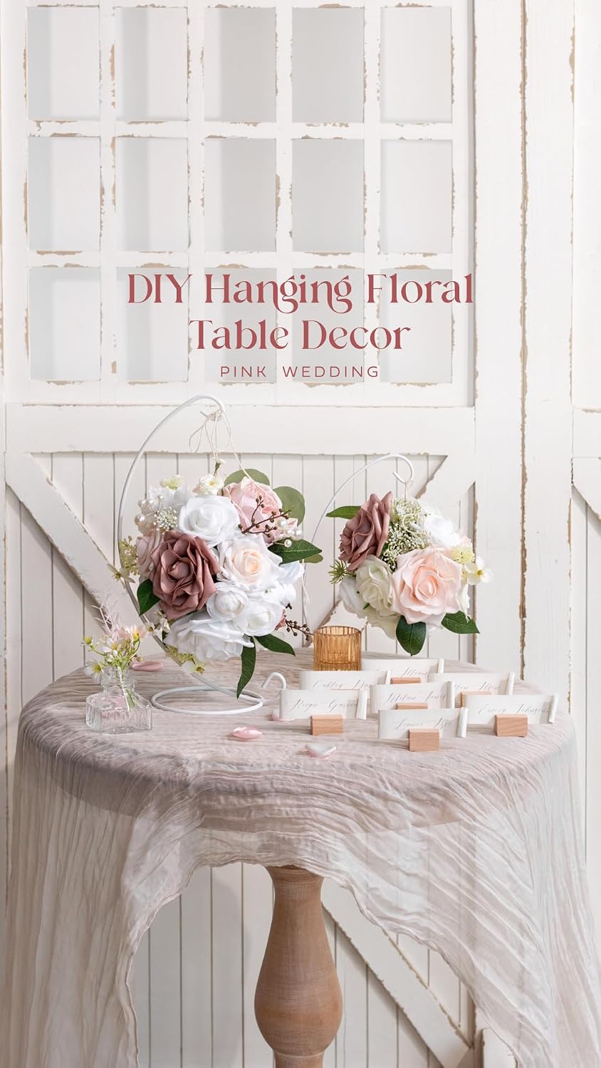 Artificial Pink Wedding Flowers Combo, English Pastel, Deluxe