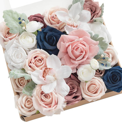 Artificial Pink Wedding Flowers Combo, English Pastel, Deluxe