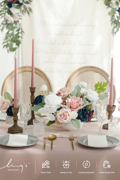 Artificial Pink Wedding Flowers Combo, English Pastel, Deluxe
