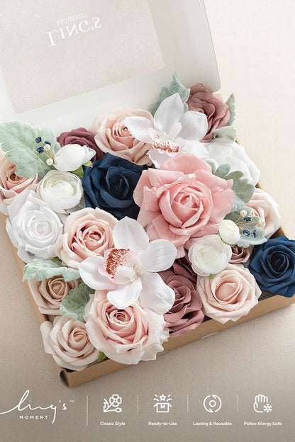 Artificial Pink Wedding Flowers Combo, English Pastel, Deluxe