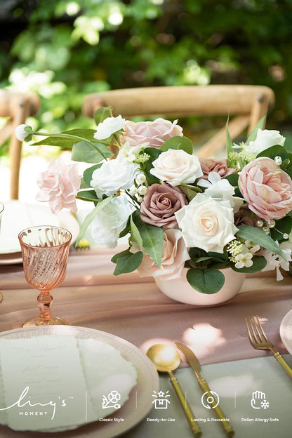 Artificial Pink Wedding Flowers Combo, English Pastel, Deluxe