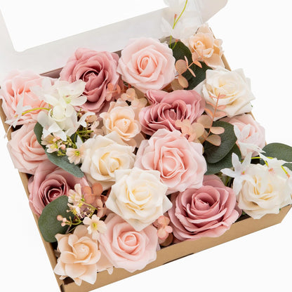 Artificial Pink Wedding Flowers Combo, English Pastel, Deluxe