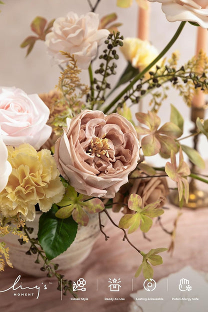 Artificial Pink Wedding Flowers Combo, English Pastel, Deluxe