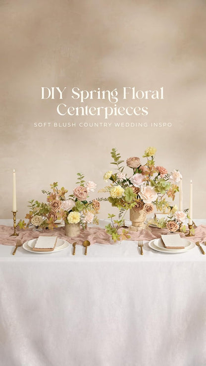Artificial Pink Wedding Flowers Combo, English Pastel, Deluxe