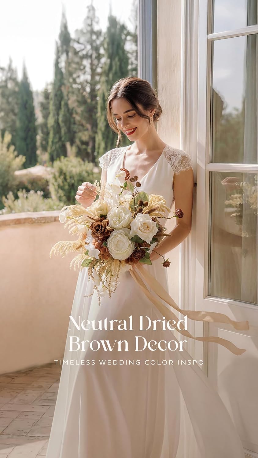 Artificial Pink Wedding Flowers Combo, English Pastel, Deluxe